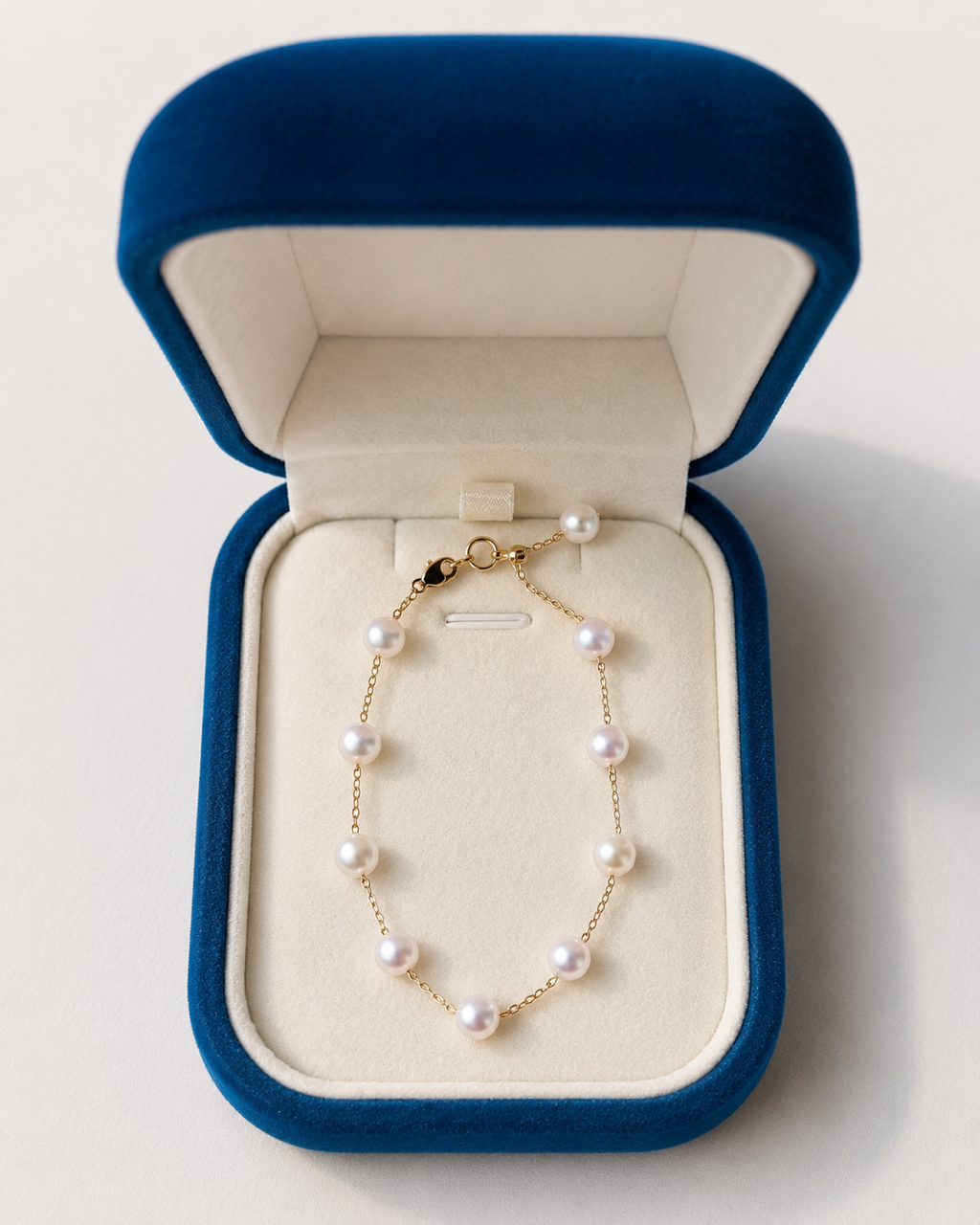 The Petite Pearl Station Bracelet — 5.5mm Freshwater Pearl, Gold-Plated Sterling Silver