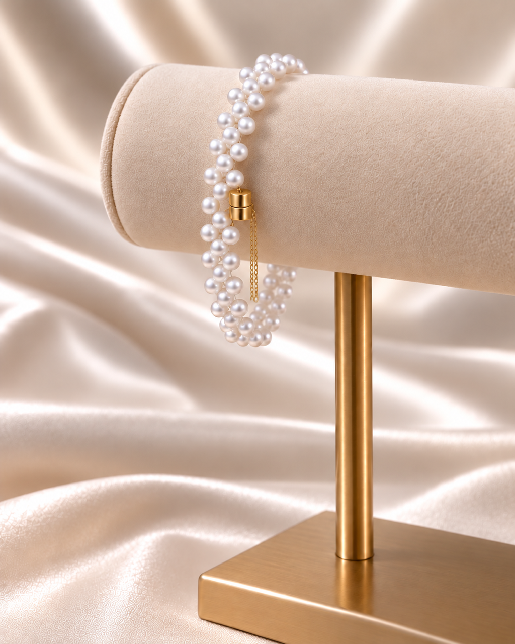 The Handwoven Rice Pearl Magnetic Clasp Bracelet