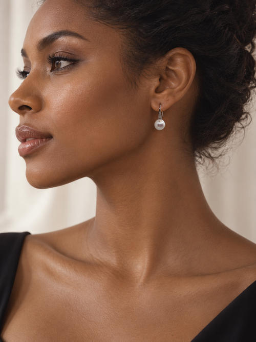 Heel Pearl Drop Earrings — Sterling Silver, 9mm Freshwater Pearl
